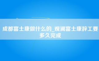 成都富士康做什么的_观澜富士康辞工要多久完成