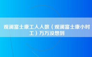 观澜富士康工人人数（观澜富士康小时工）万万没想到