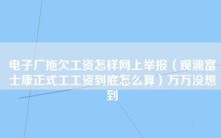 电子厂拖欠工资怎样网上举报（观澜富士康正式工工资到底怎么算）万万没想到